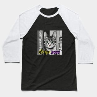 "Feline Boss T-Shirt: Cat in Charge Design | Quality Printing" Baseball T-Shirt